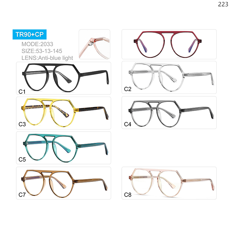 2029-37 Trendy Design TR90 Blue Ray Blocking Eyewear Optical Frame with CP Legs (3)
