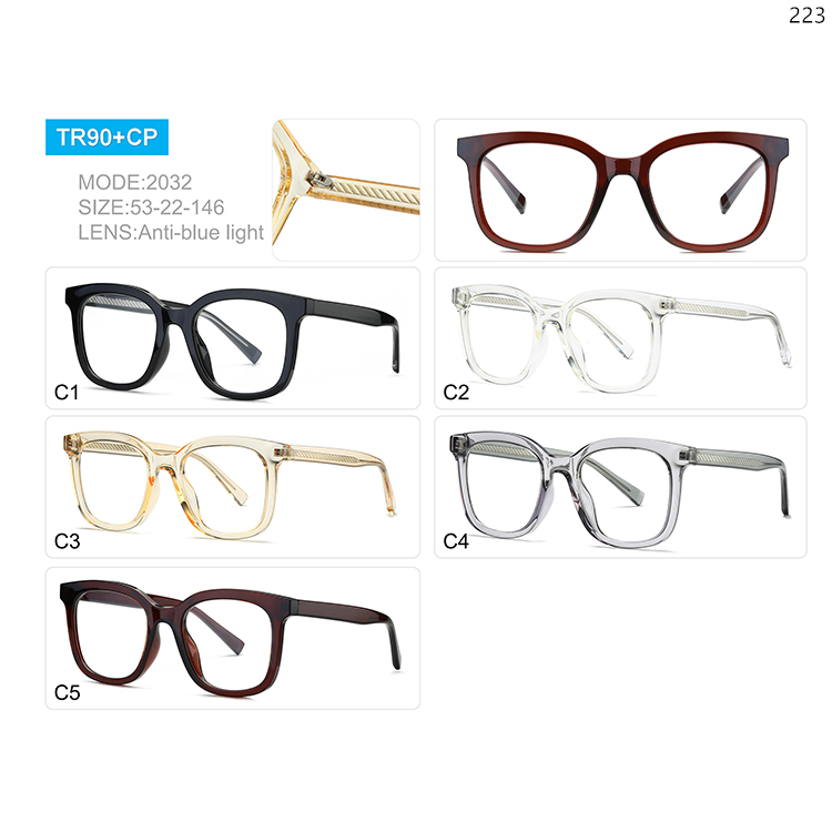 2029-37 Trendy Design TR90 Blue Ray Blocking Eyewear Optical Frame with CP Legs (4)