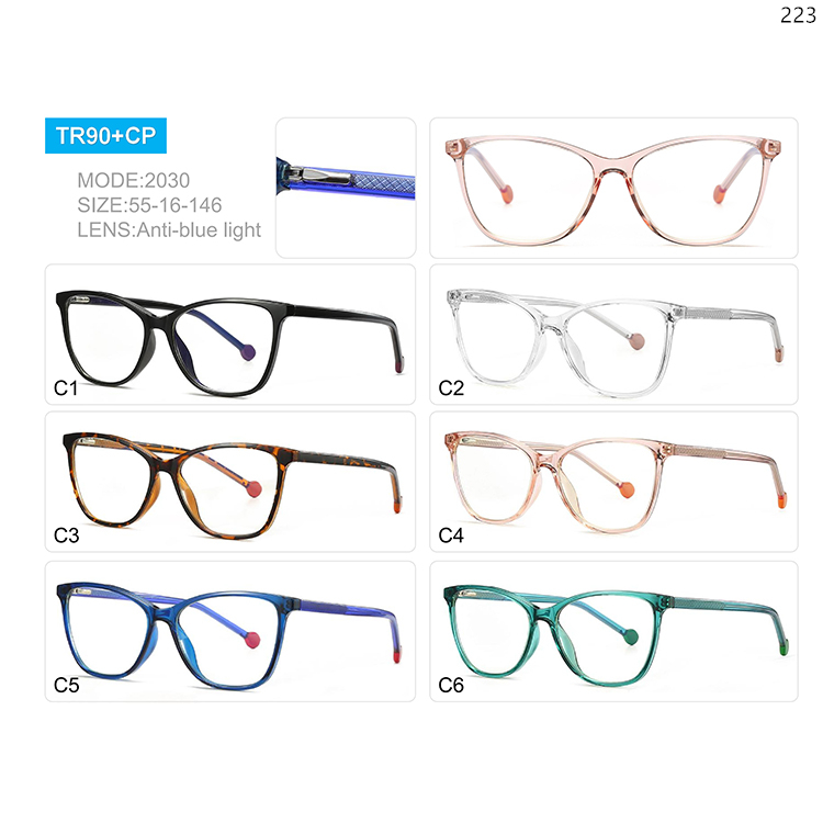 2029-37 Trendy Design TR90 Blue Ray Blocking Eyewear Optical Frame with CP Legs (5)