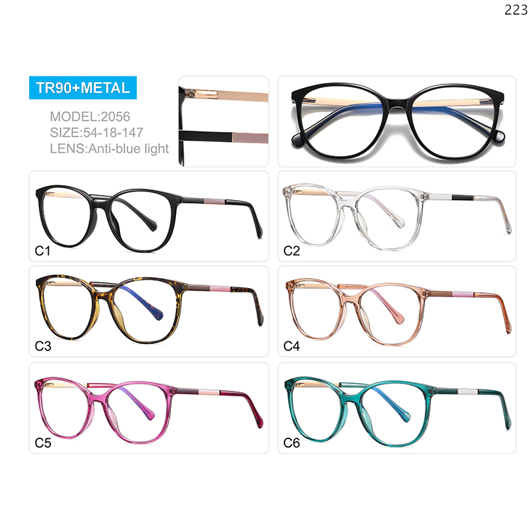 2036-56 Oversized Frame TR90+Metal Optical Glasses with Anti Blue Light Lens (2)