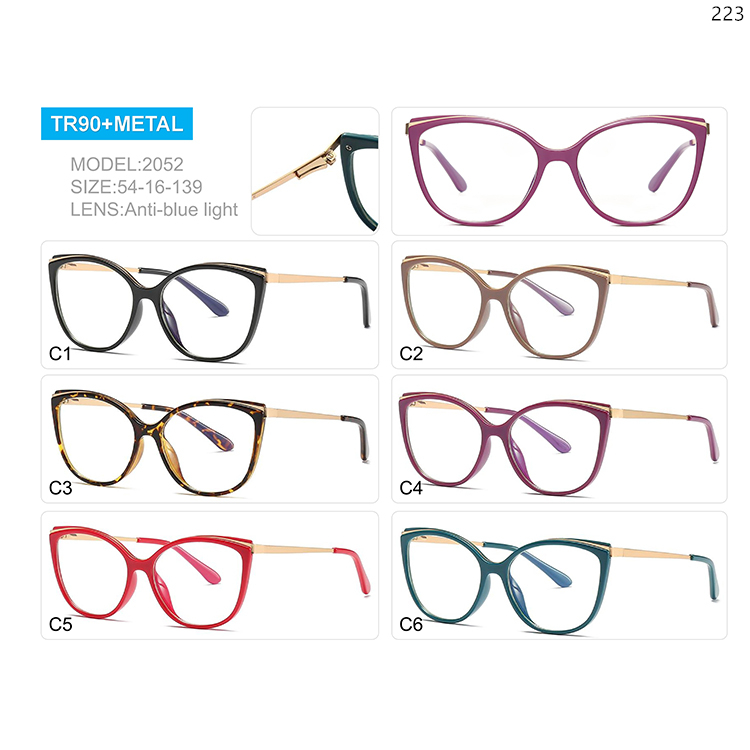 2036-56 Oversized Frame TR90+Metal Optical Glasses with Anti Blue Light Lens (4)