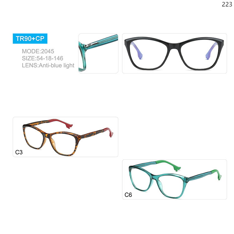 2038-45 Ladies Style TR90 Anti Blue Light Myopia Optical Glasses with Spring Hinges (2)