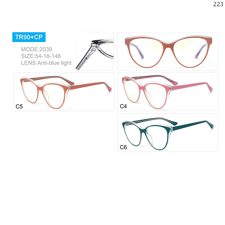 2038-45 Ladies Style TR90 Anti Blue Light Myopia Optical Glasses with Spring Hinges (5)