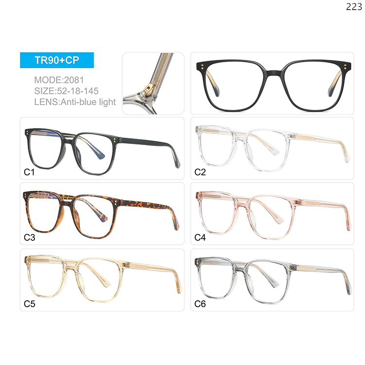 2053-82 Wholesale Ready Stock TR90+CP Anti Blue Light Eyeglasses with Custom LOGO (3)