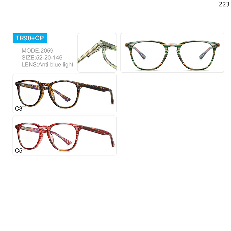 2053-82 Wholesale Ready Stock TR90+CP Anti Blue Light Eyeglasses with Custom LOGO (4)