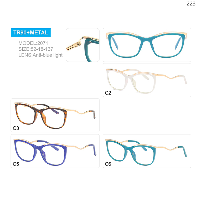 2071-80 Unisex Elegant Design Blue Light Blocker Optical Glasses with Metal Spring Hinge (1)