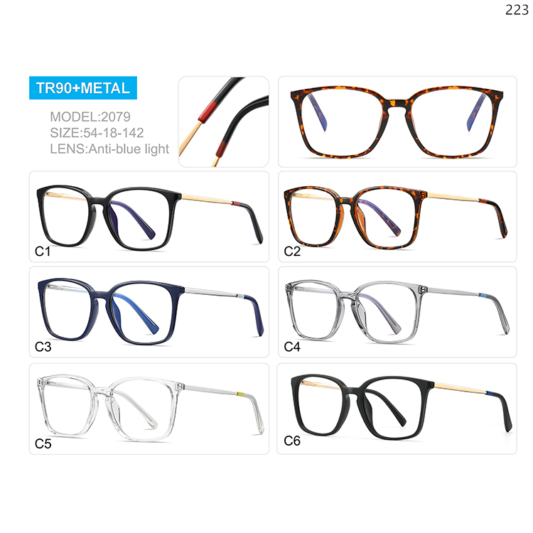 2071-80 Unisex Elegant Design Blue Light Blocker Optical Glasses with Metal Spring Hinge (3)