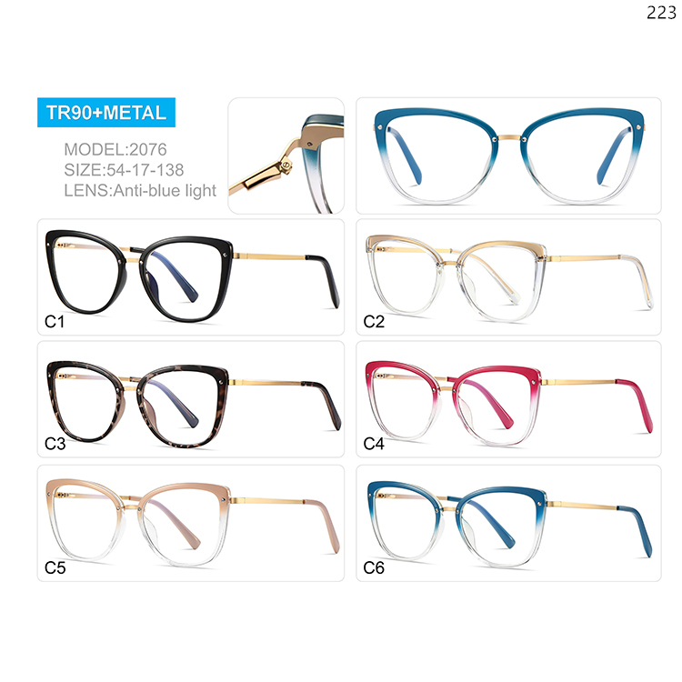2071-80 Unisex Elegant Design Blue Light Blocker Optical Glasses with Metal Spring Hinge (5)
