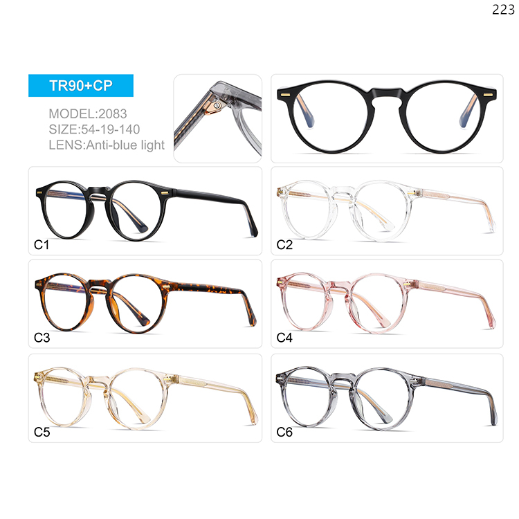 2083-91 Vintage Design TR90 Material Blue Light Blocking Glasses with Metal Hinges (1)