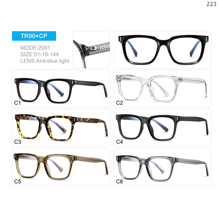 2083-91 Vintage Design TR90 Material Blue Light Blocking Glasses with Metal Hinges (2)