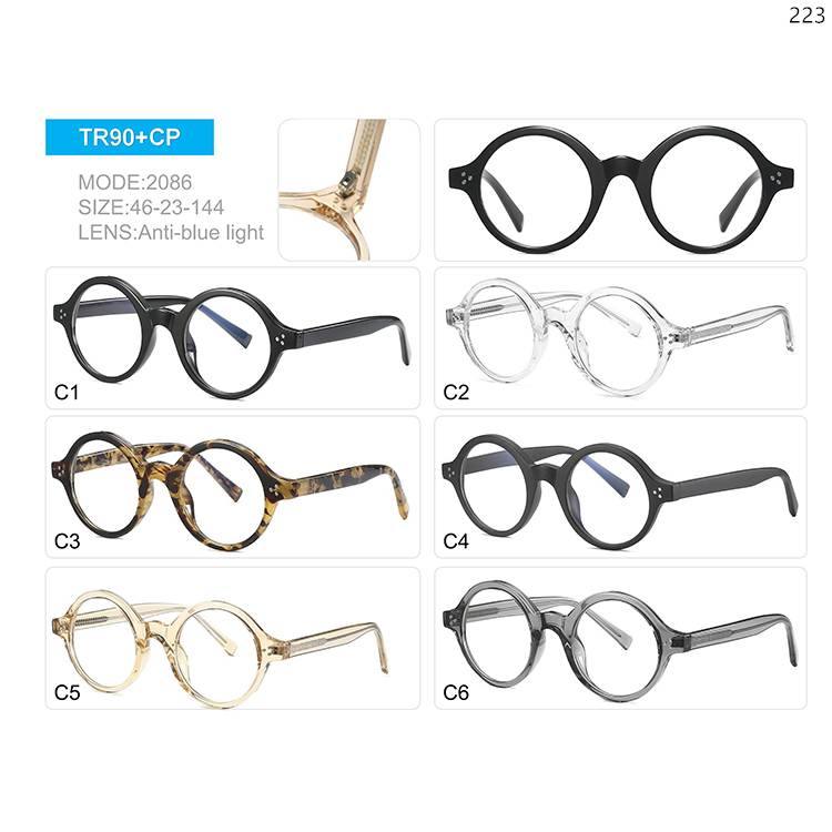 2083-91 Vintage Design TR90 Material Blue Light Blocking Glasses with Metal Hinges (4)