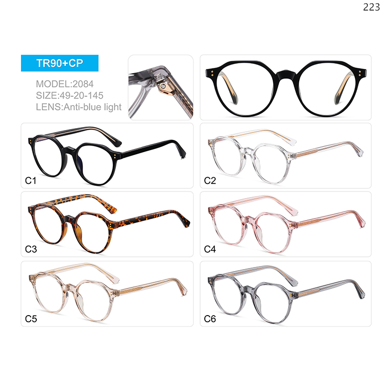 2083-91 Vintage Design TR90 Material Blue Light Blocking Glasses with Metal Hinges (5)