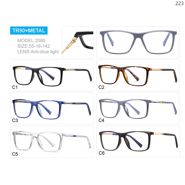 2085-98 Wholesale Ready Stock TR90+Metal Blue Light Blocking Glasses Eyeglasses (1)