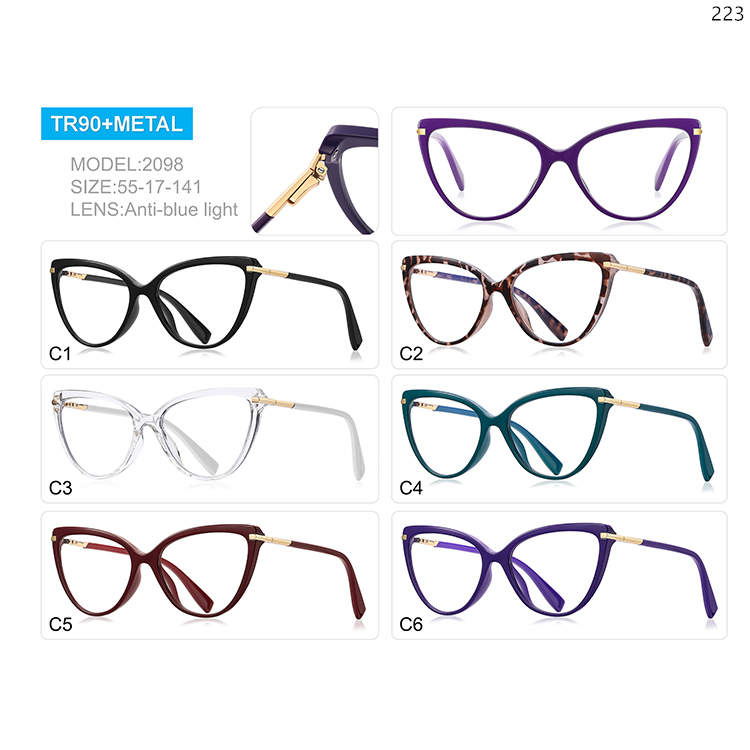2085-98 Wholesale Ready Stock TR90+Metal Blue Light Blocking Glasses Eyeglasses (2)