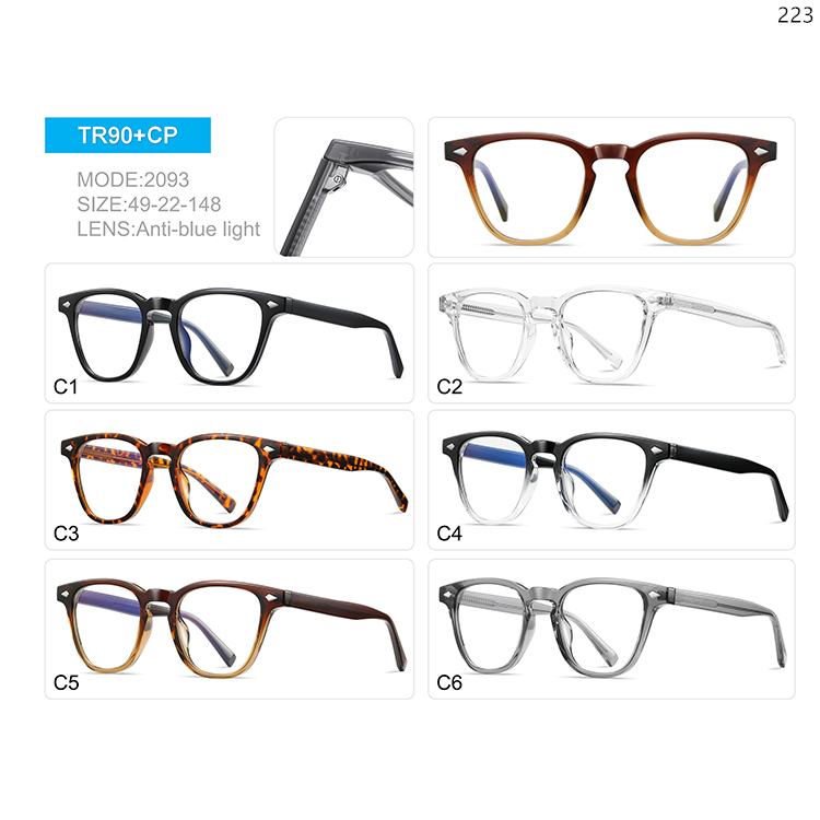 2092-100 Retro Style TR90+CP Myopia Optical Glasses with Anti Blue Light Lens (6)