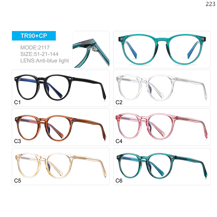 2101-18 Good Quality TR90+CP Blue Ray Blocking Optical Frames Spectacles (3)