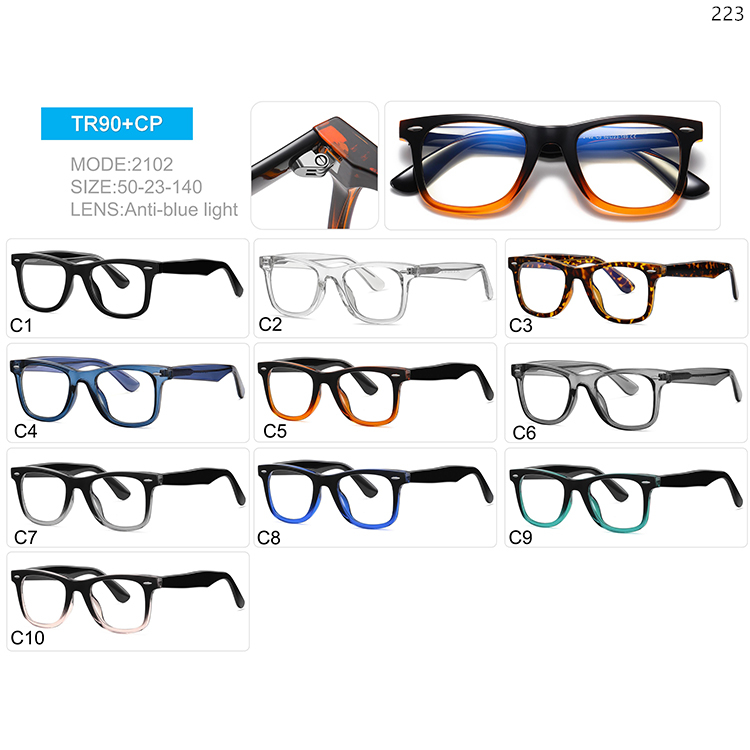 2101-18 Good Quality TR90+CP Blue Ray Blocking Optical Frames Spectacles (5)
