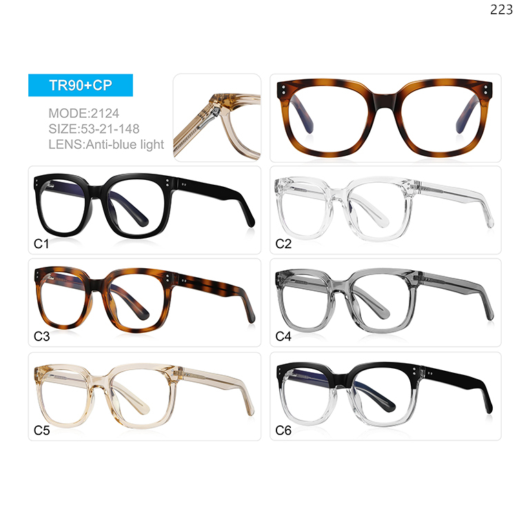 2119-24 Ready Stock TR90 Myopia Optical Glasses Manufacturers with Blue Light Blocking (2)