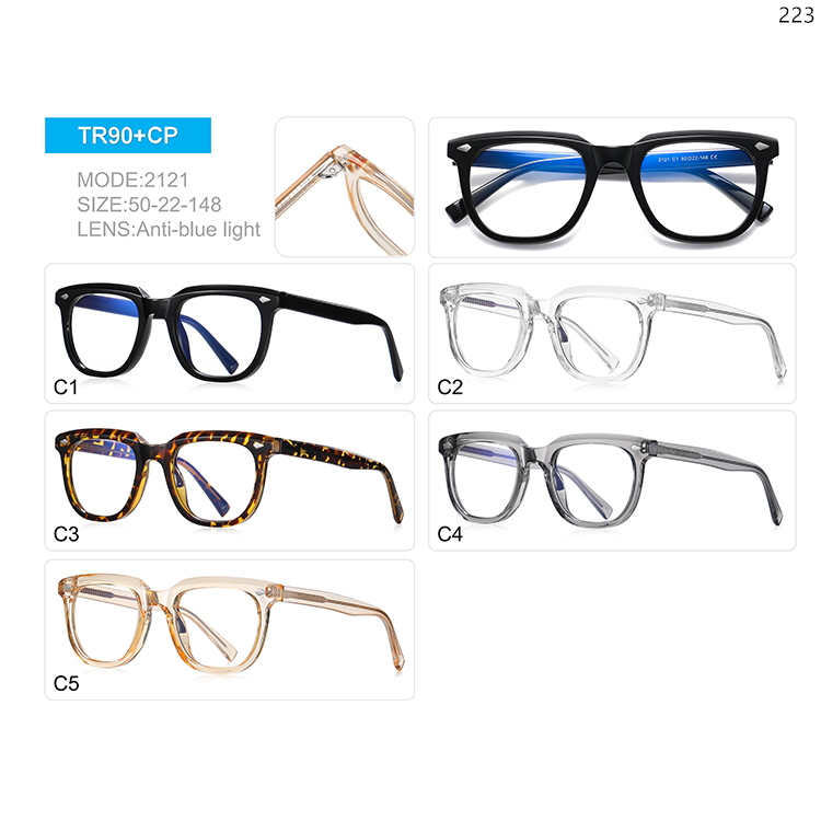 2119-24 Ready Stock TR90 Myopia Optical Glasses Manufacturers with Blue Light Blocking (4)
