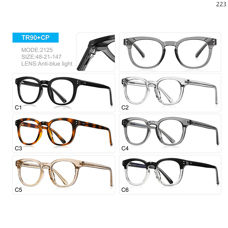 2125-32 TR90 Material Ready Stock Blue Light Blocking Optical Frame with CP Temples (1)