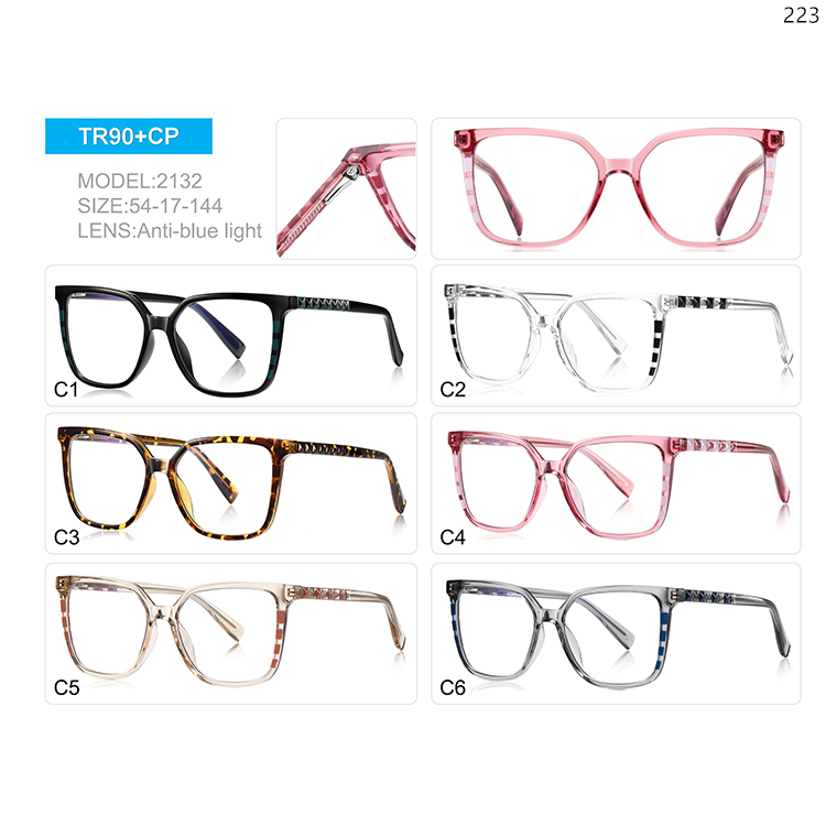 2125-32 TR90 Material Ready Stock Blue Light Blocking Optical Frame with CP Temples (2)