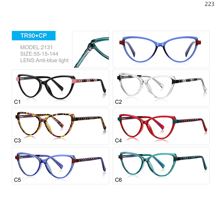 2125-32 TR90 Material Ready Stock Blue Light Blocking Optical Frame with CP Temples (3)