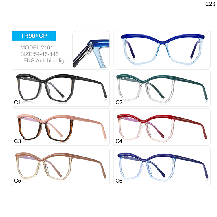 2159-63 TR90 Fashion Oversized Frame Blue Light Blocking Eyeglasses for Ladies (4)