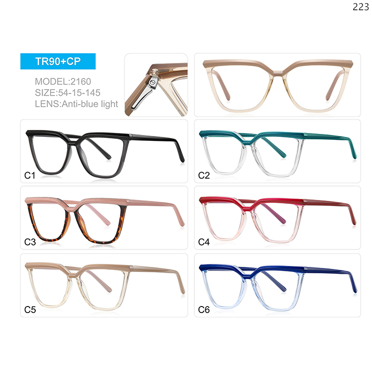 2159-63 TR90 Fashion Oversized Frame Blue Light Blocking Eyeglasses for Ladies (5)
