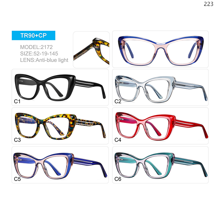 2169-73 Hot Trends Oversized Thick Design TR90 Optical Eyewear with Block Blue Light Lens (3)