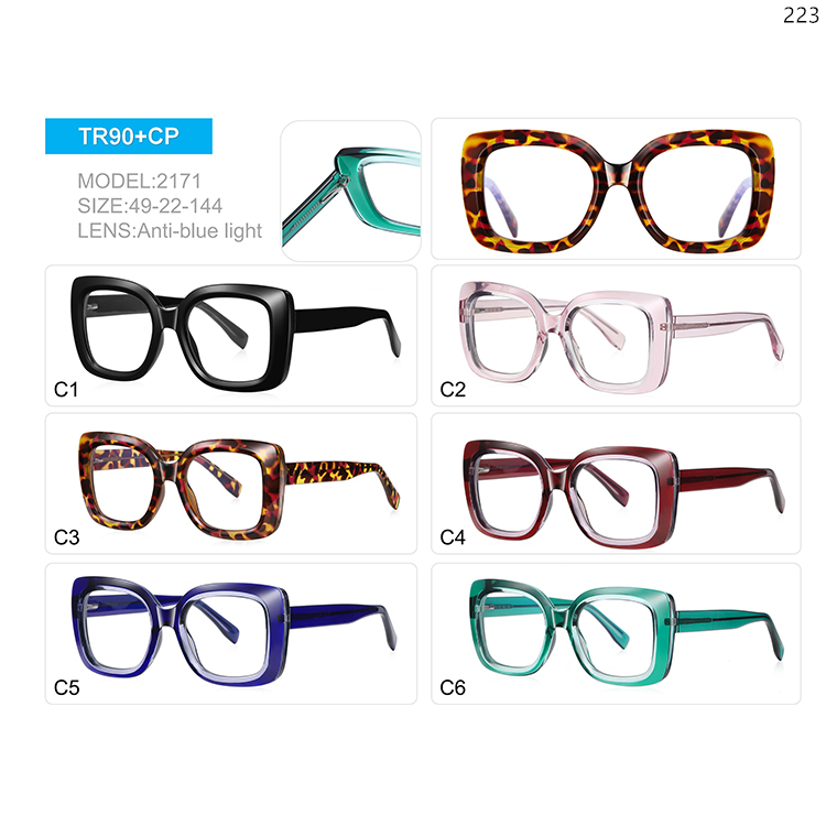 2169-73 Hot Trends Oversized Thick Design TR90 Optical Eyewear with Block Blue Light Lens (4)