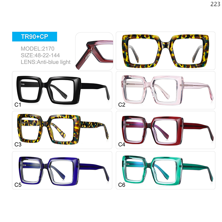 2169-73 Hot Trends Oversized Thick Design TR90 Optical Eyewear with Block Blue Light Lens (5)