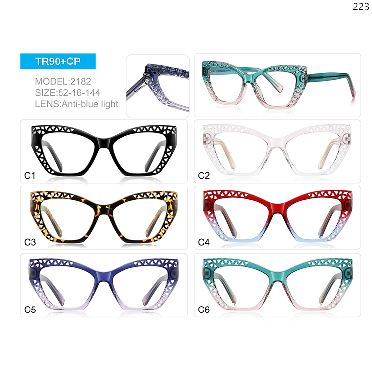 2179-83 Ladies Design TR90 Material Blue Computer Glasses with Cat Eye Shape (3)