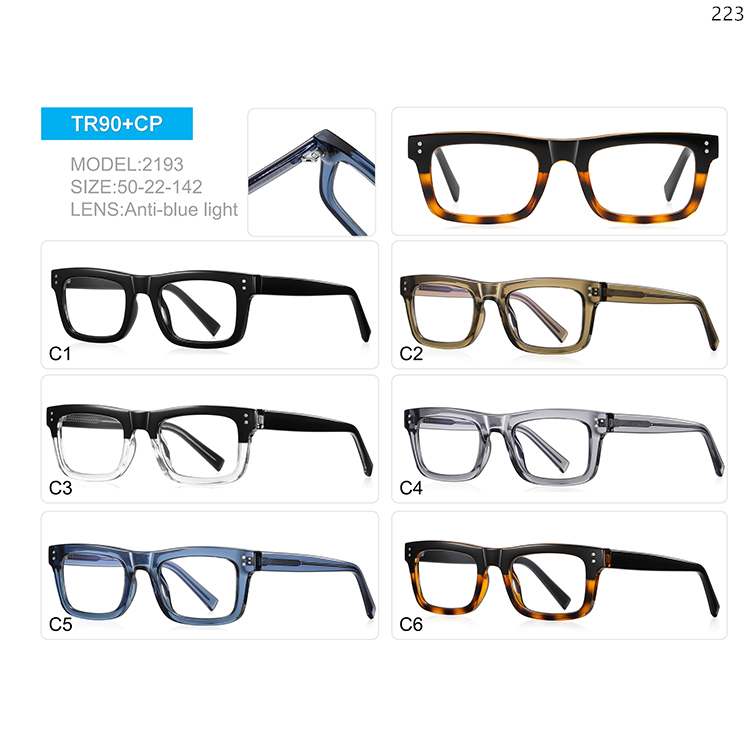 2189-93 Men Style TR90+CP Blue Blocking Optical Glasses Eyeglasses Frame with Metal Hinge (2)