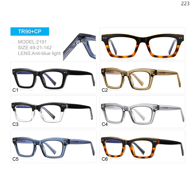 2189-93 Men Style TR90+CP Blue Blocking Optical Glasses Eyeglasses Frame with Metal Hinge (4)