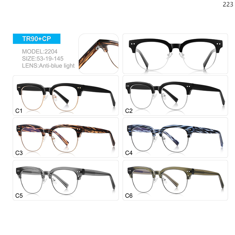 2200-06 High Quality Stock Wholesale Big Frame TR Anti Blue Light Eye Glasses for Men (3)