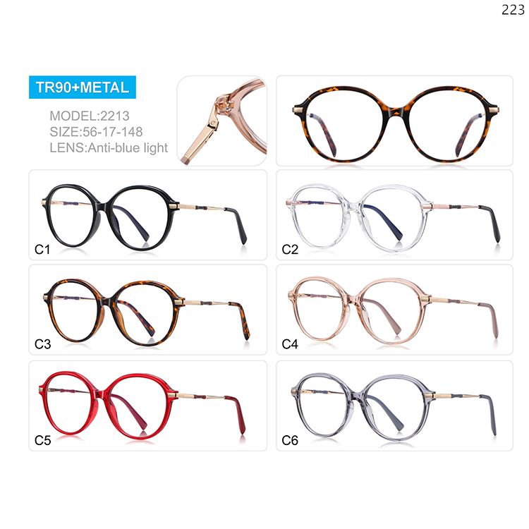 2209-14 Ladies Design Big Shape TR90 Prescription Glasses with Anti Blue Light Lenses (2)