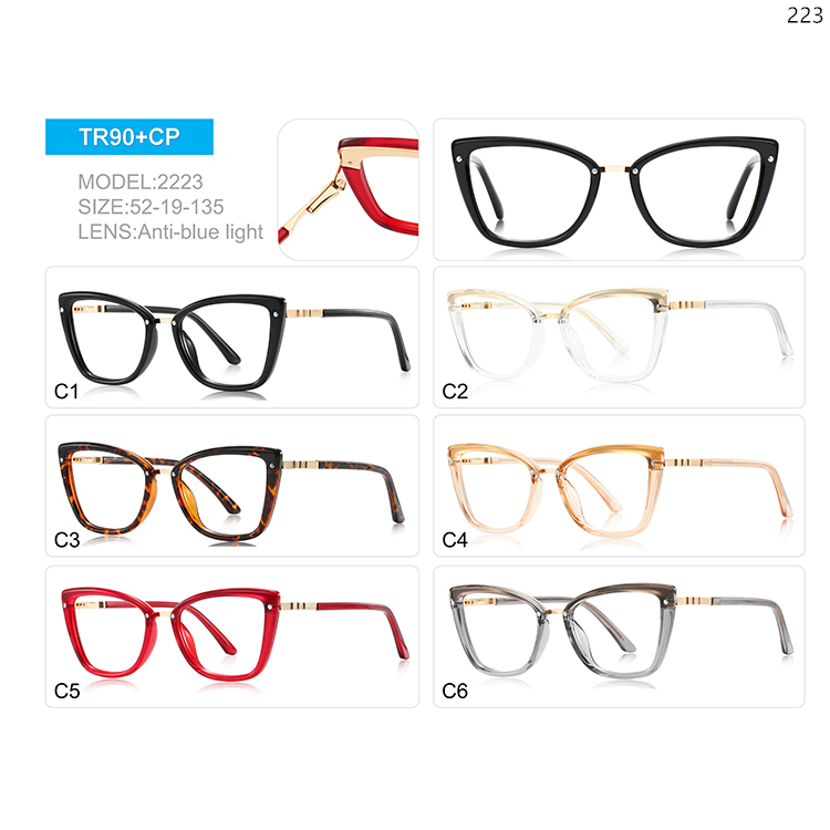 2220-24 New Trendy Cateye TR90 Prescription Eyeglasses with Block Blue Light Protection (3)