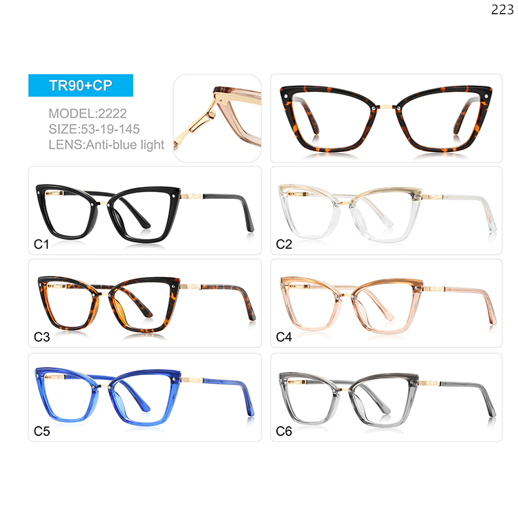 2220-24 New Trendy Cateye TR90 Prescription Eyeglasses with Block Blue Light Protection (4)