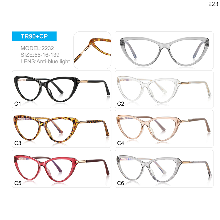 2232-46 Hot Fashion Wholesale TR90+CP Blue Light Computer Glasses Frame with Metal Decoration (1)