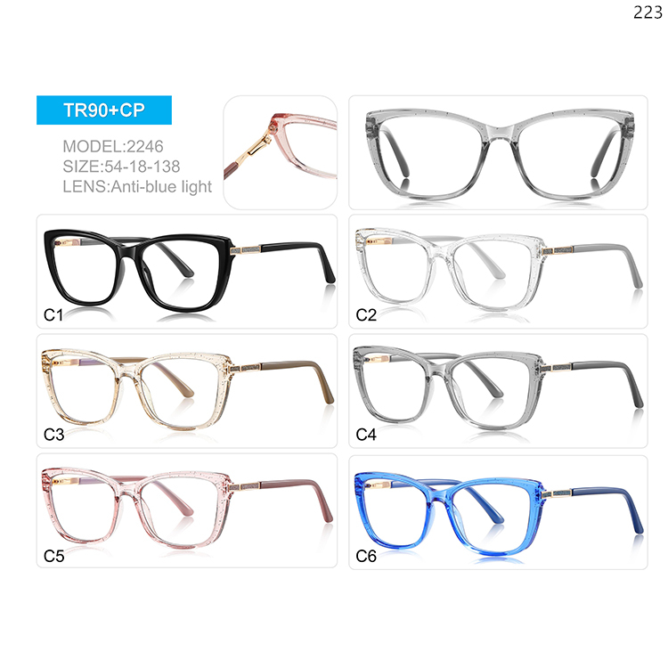 2232-46 Hot Fashion Wholesale TR90+CP Blue Light Computer Glasses Frame with Metal Decoration (2)