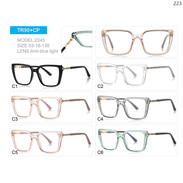2232-46 Hot Fashion Wholesale TR90+CP Blue Light Computer Glasses Frame with Metal Decoration (3)