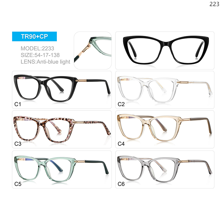 2232-46 Hot Fashion Wholesale TR90+CP Blue Light Computer Glasses Frame with Metal Decoration (5)