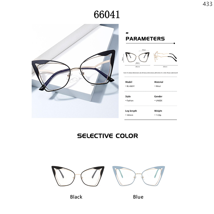 66041 PC+Metal Decorated Personalized Eyewear Glasses With Factory Supply (1)