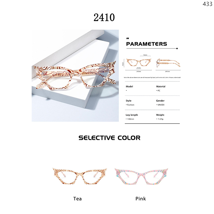 66041 PC+Metal Decorated Personalized Eyewear Glasses With Factory Supply (4)