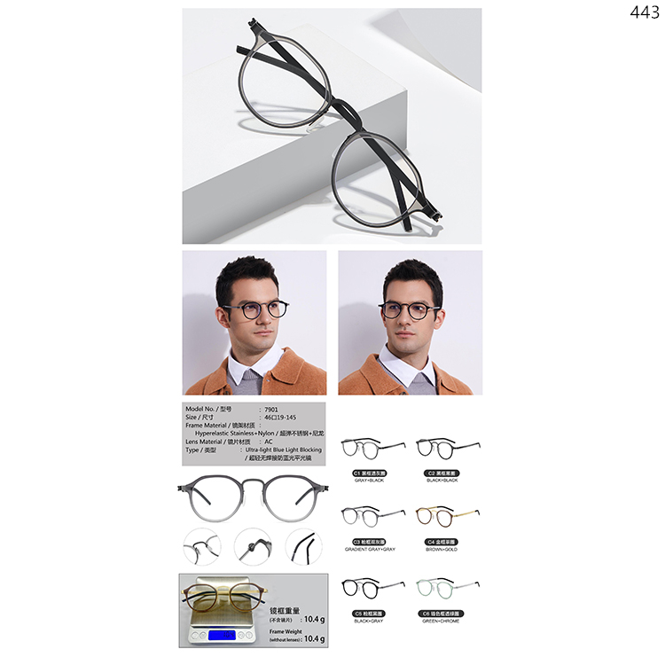 7900-05 Men Style Hyperelastic Stainless Material Optical Frame With Clear Lens (5)