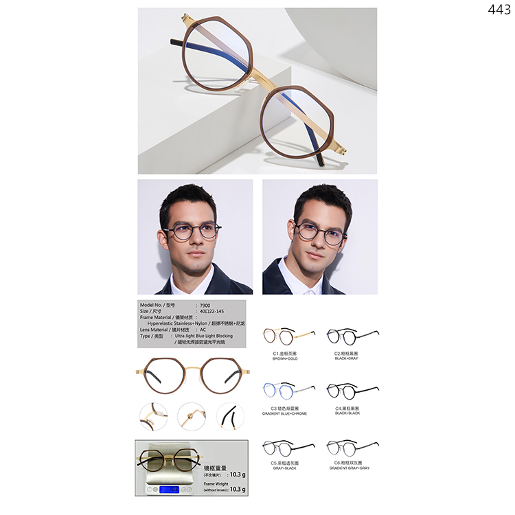 7900-05 Men Style Hyperelastic Stainless Material Optical Frame With Clear Lens (6)