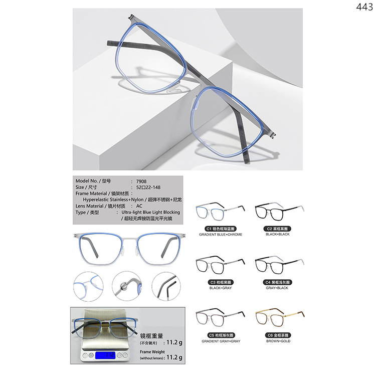 7906-11 Hyperelastic Stainless+Nylon Material Optical Glasses With Various Frame Types (4)