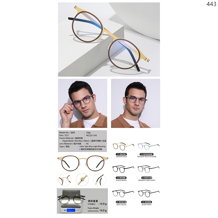 7906-11 Hyperelastic Stainless+Nylon Material Optical Glasses With Various Frame Types (6)