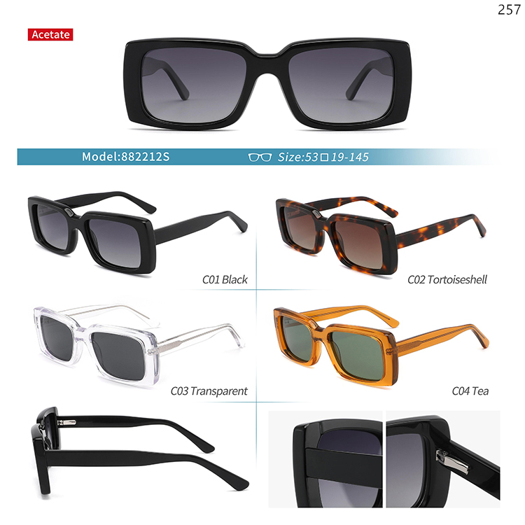 882211S-15S Stylish Unisex Acetate Sunglasses UV400 Outdoor Lentes de Sol with Polarized Lens (2)