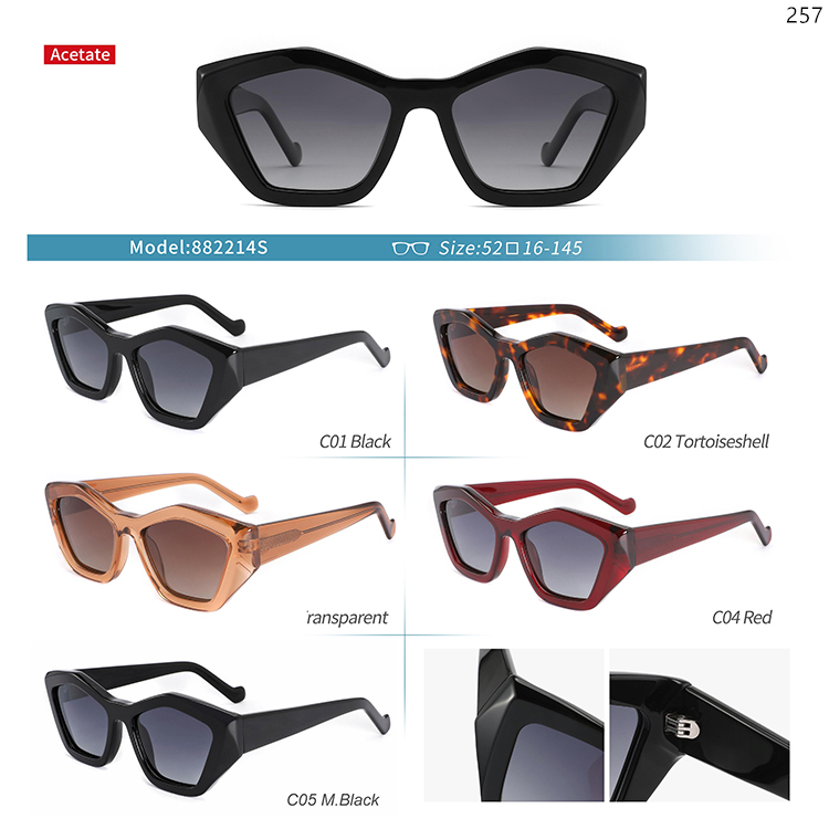882211S-15S Stylish Unisex Acetate Sunglasses UV400 Outdoor Lentes de Sol with Polarized Lens (4)